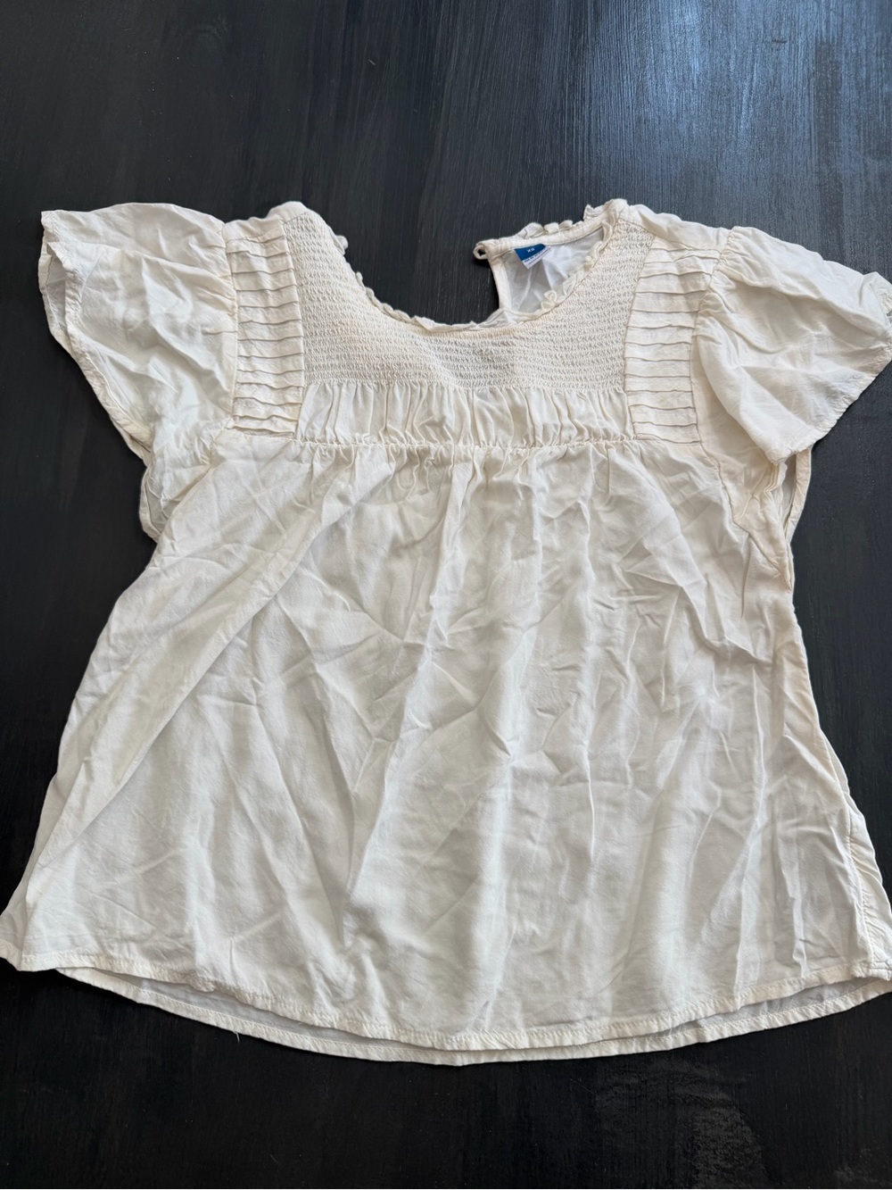 Old Navy Smocked Peasant Blouse Top Cream White XS